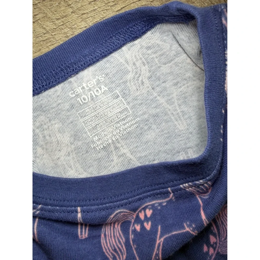 Carter's Kids Blue Pink Unicorn Cotton 2 Piece Pajama Set Size 10